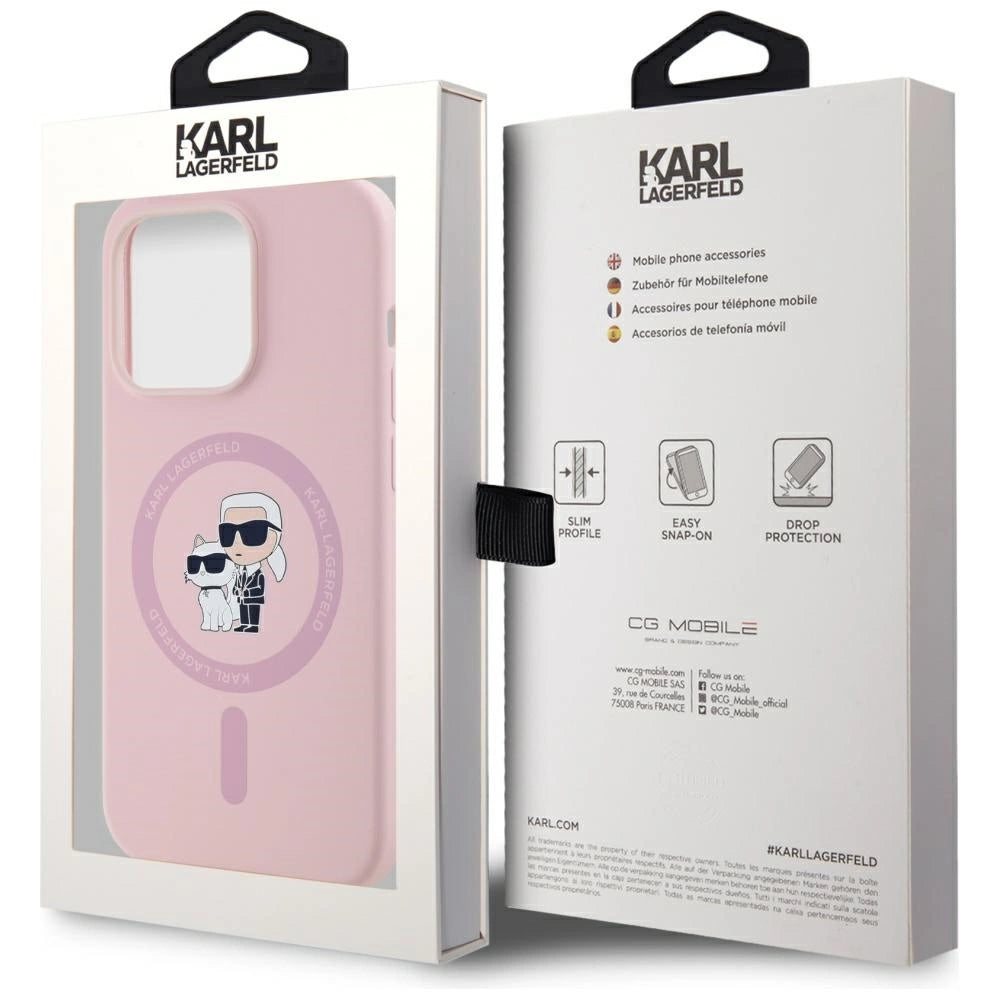 Karl Lagerfeld Silicone Karl&amp;Choupette MagSafe Case for iPhone 14 Pro Max - Pink_7