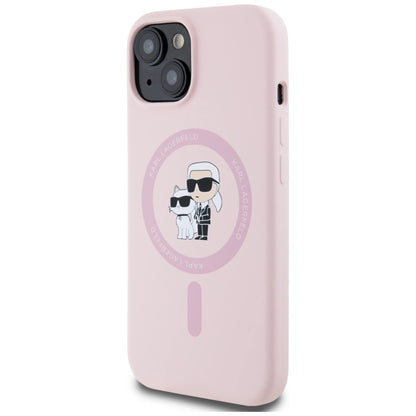 Karl Lagerfeld Silicone Karl&amp;Choupette MagSafe iPhone 15 Case - Pink_1