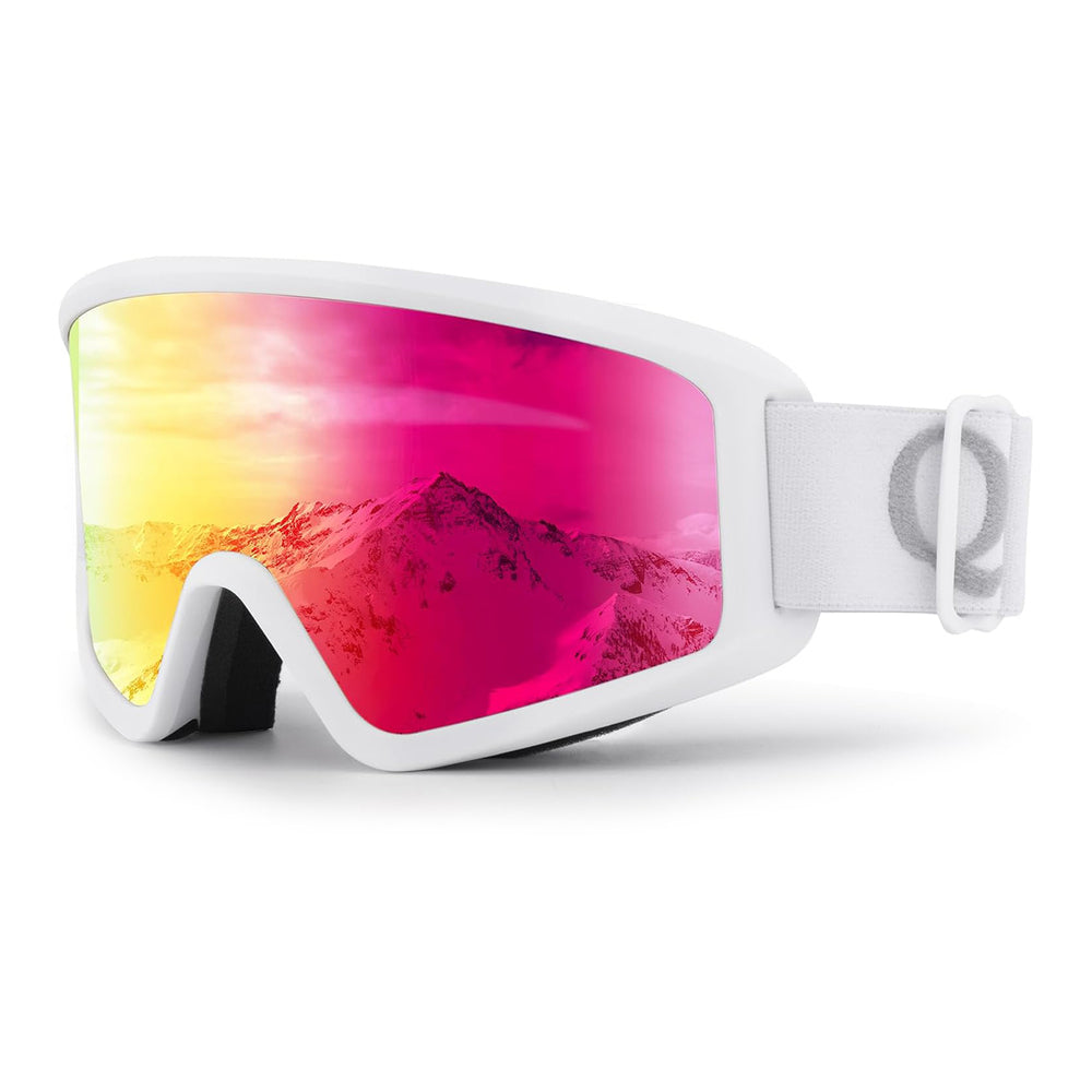 Qunature White Ski Goggles for Adults - White - OUTLET_0