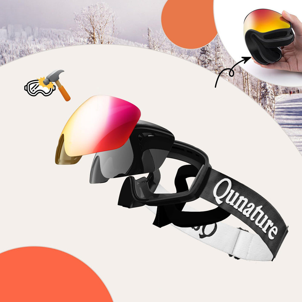 Qunature Black Ski Goggles Kids (Size M/L) - Black - OUTLET_2