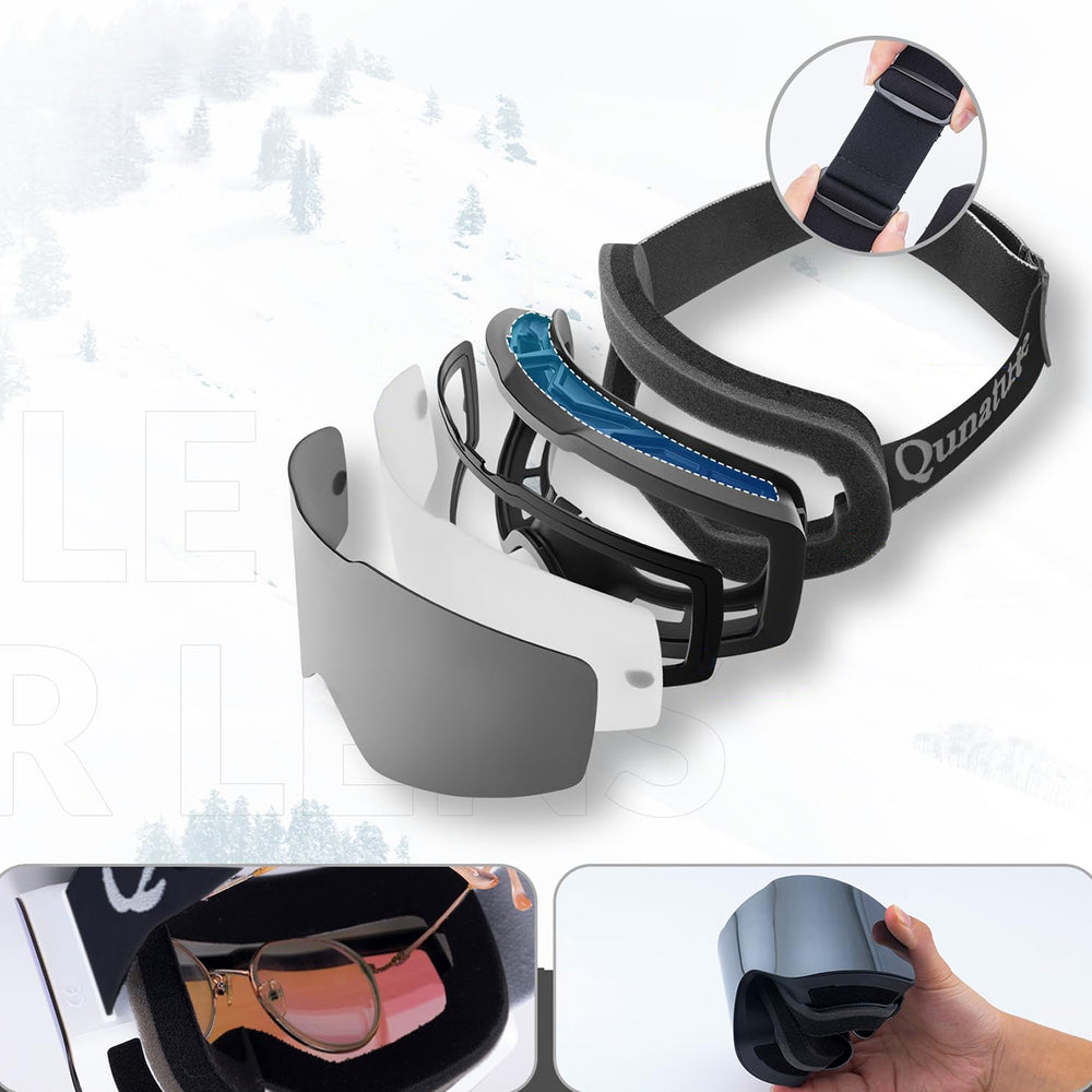 Qunature Black Frameless Ski Goggles - Black - OUTLET_2