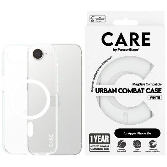 CARE by PanzerGlass Flagship Urban Combat White MagSafe iPhone 16e Case - Clear_0