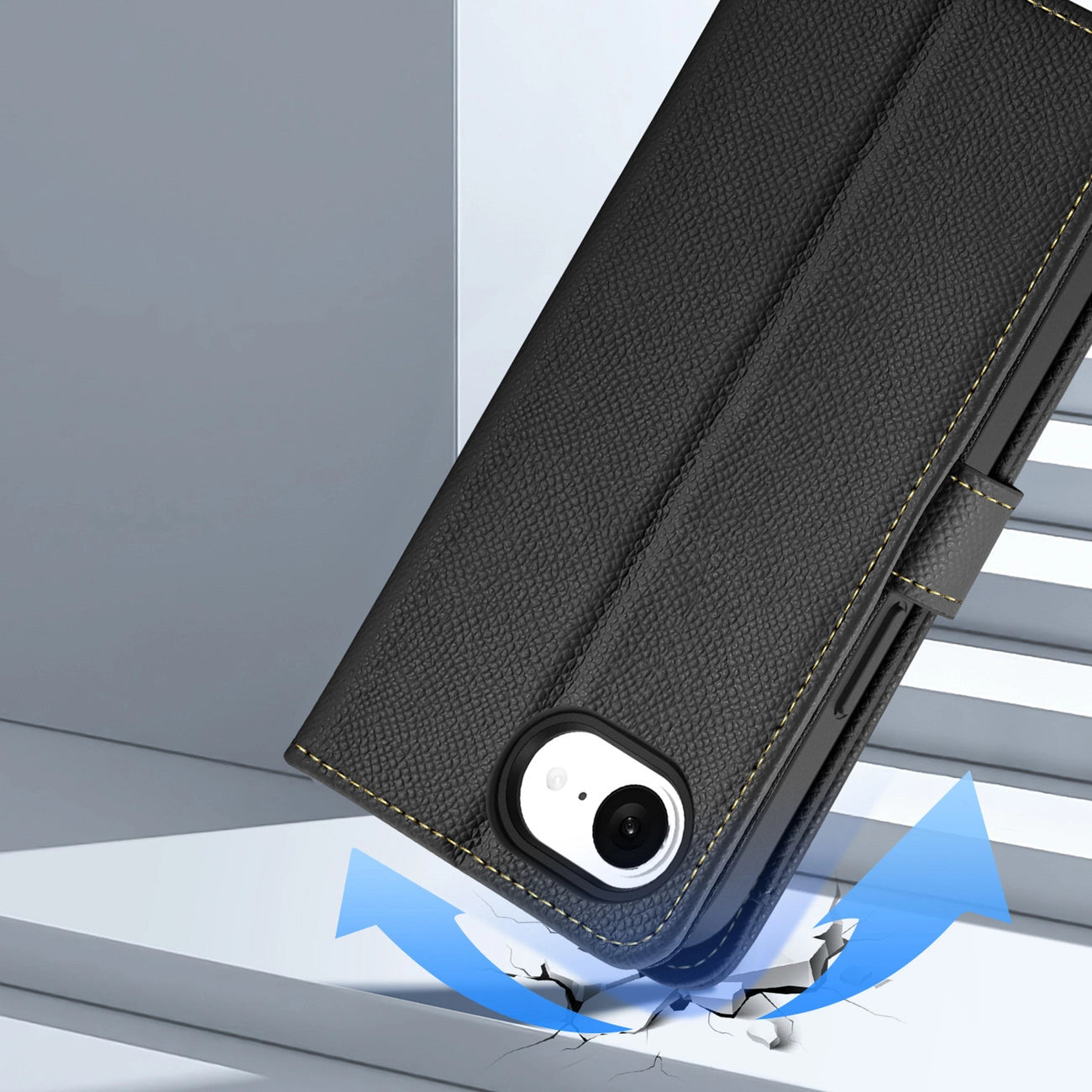 Dux Ducis Lawa iPhone 16e Leather Case with Detachable Magnetic Wallet - Black_10