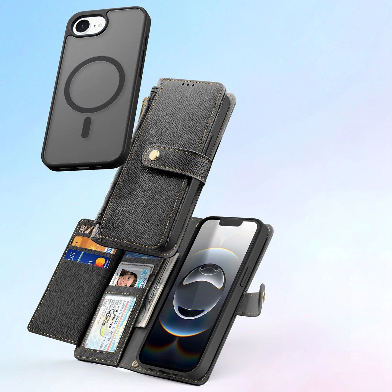 Dux Ducis Lawa iPhone 16e Leather Case with Detachable Magnetic Wallet - Black_3