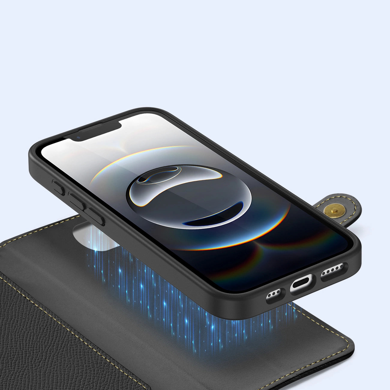 Dux Ducis Lawa iPhone 16e Leather Case with Detachable Magnetic Wallet - Black_5