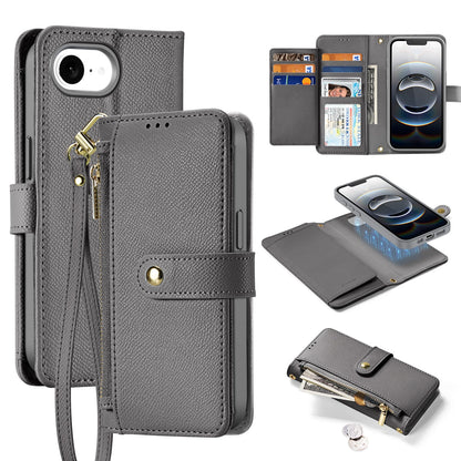 Dux Ducis Lawa iPhone 16e Leather Case with Detachable Magnetic Wallet - Gray_0