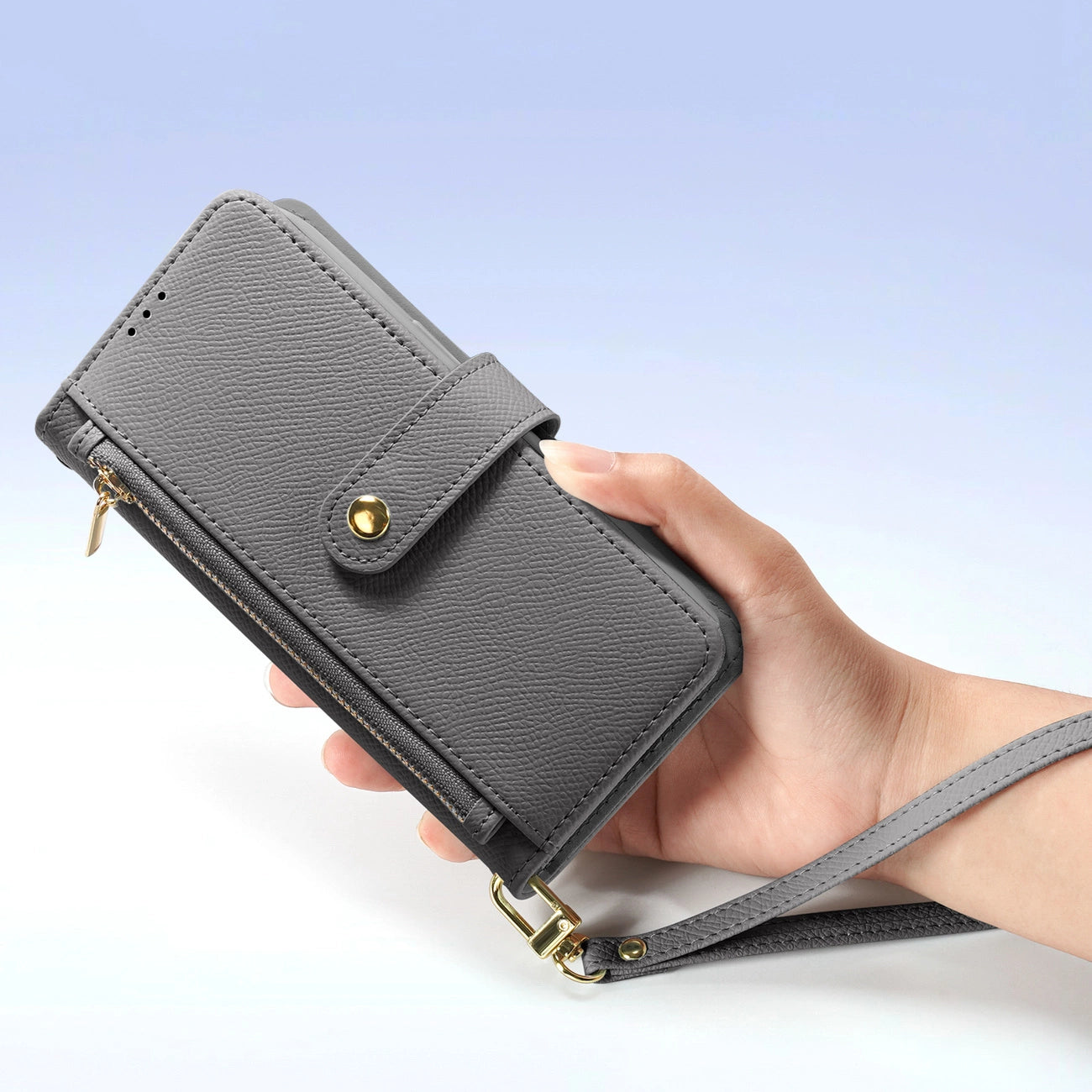 Dux Ducis Lawa iPhone 16e Leather Case with Detachable Magnetic Wallet - Gray_11