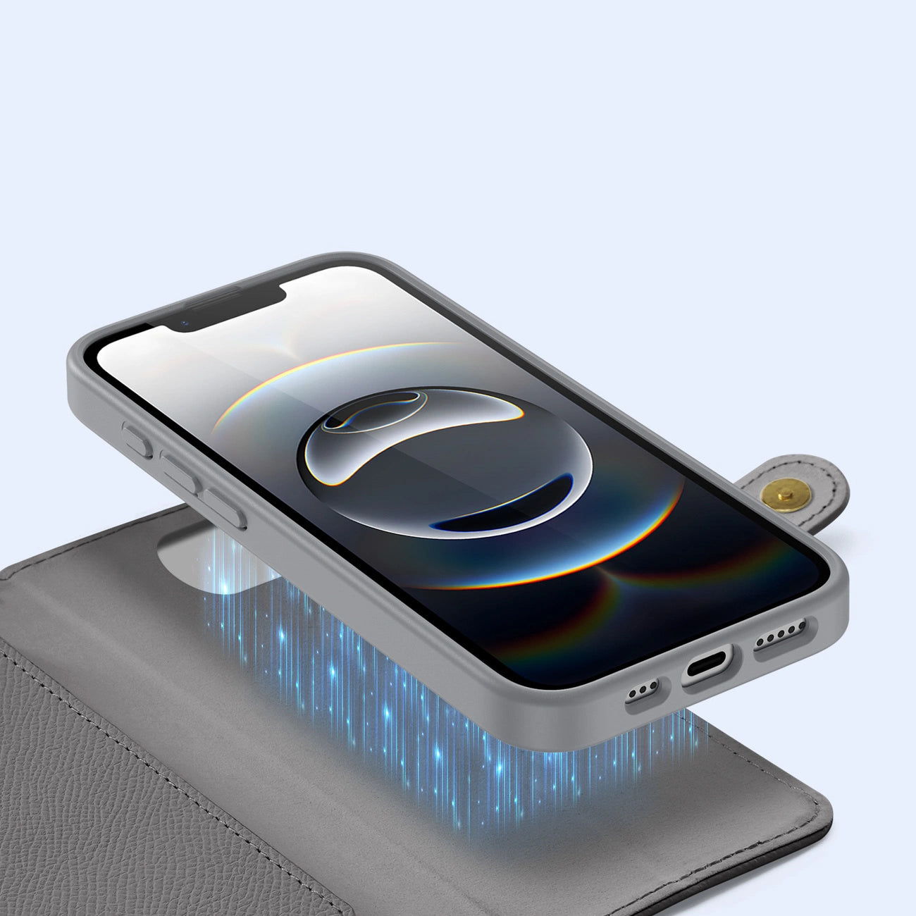 Dux Ducis Lawa iPhone 16e Leather Case with Detachable Magnetic Wallet - Gray_5