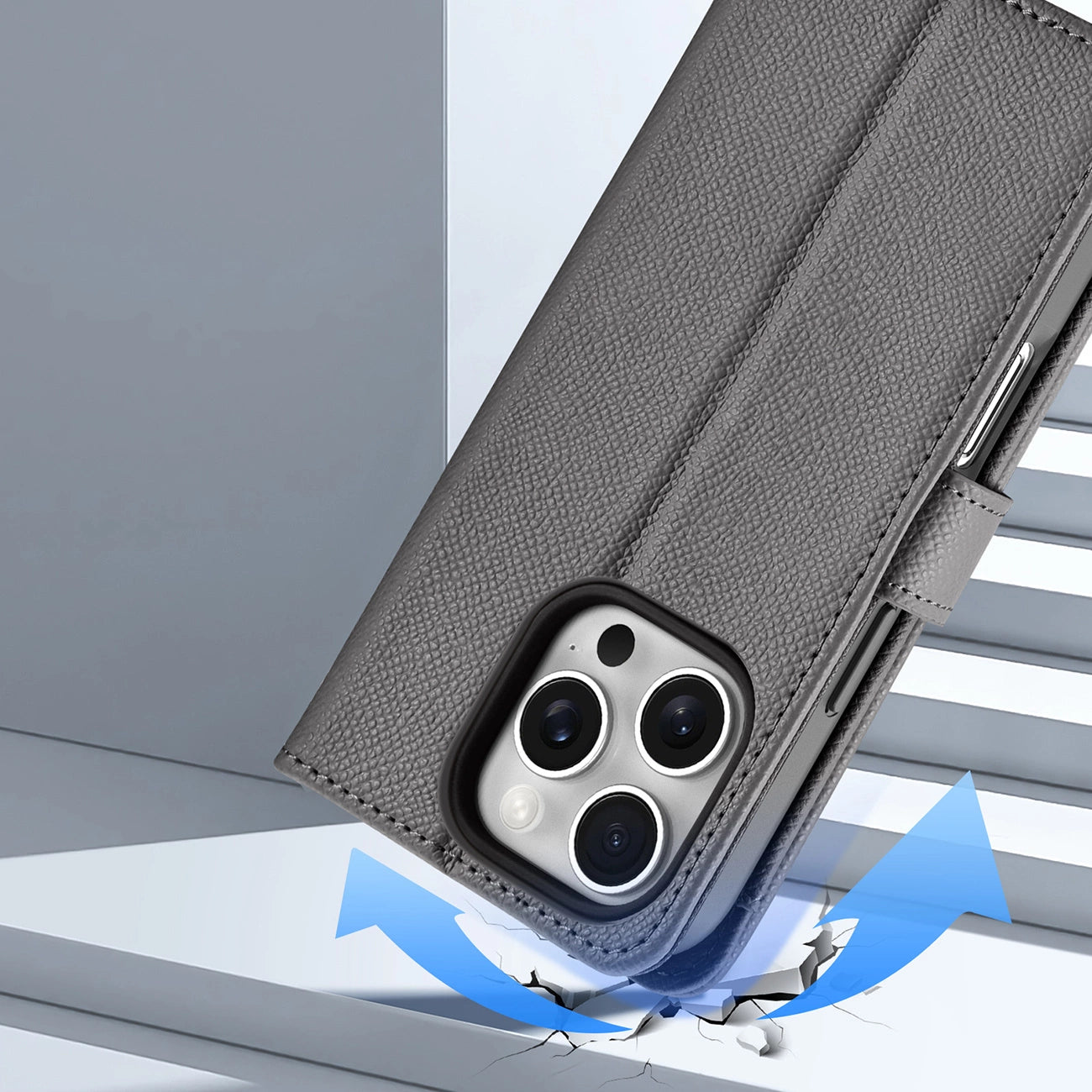 Dux Ducis Lawa iPhone 16 Pro Leather Case with Detachable Magnetic Wallet - Gray_9