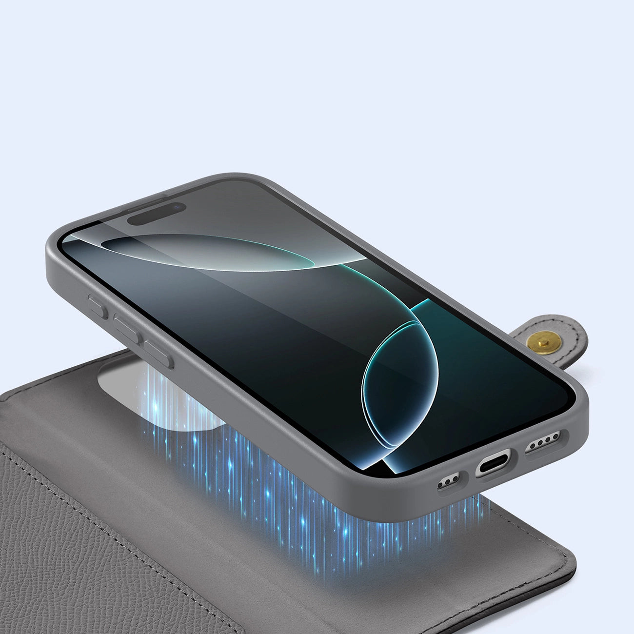 Dux Ducis Lawa iPhone 16 Pro Leather Case with Detachable Magnetic Wallet - Gray_4