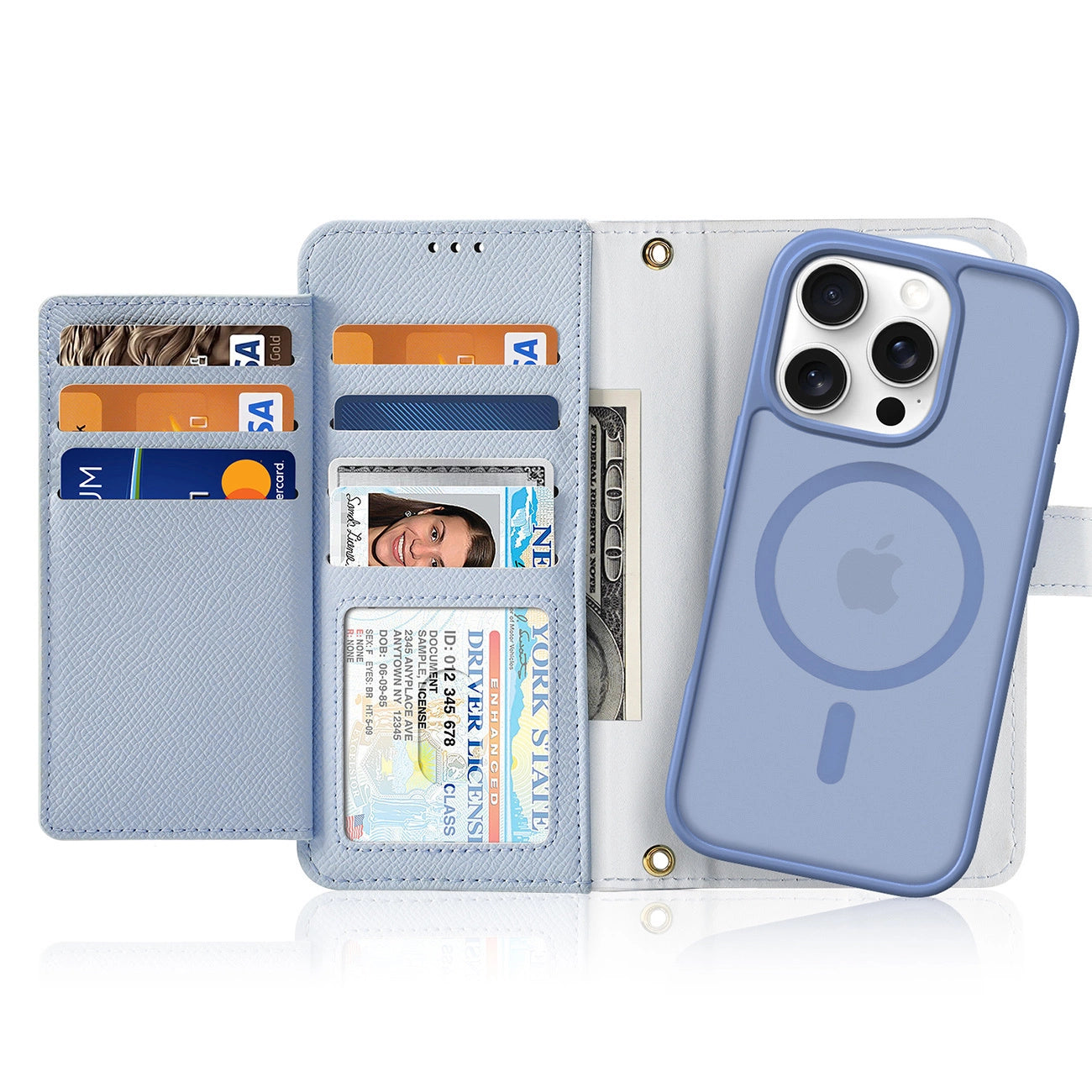 Dux Ducis Lawa iPhone 16 Pro Leather Case with Detachable Magnetic Wallet - Blue_1