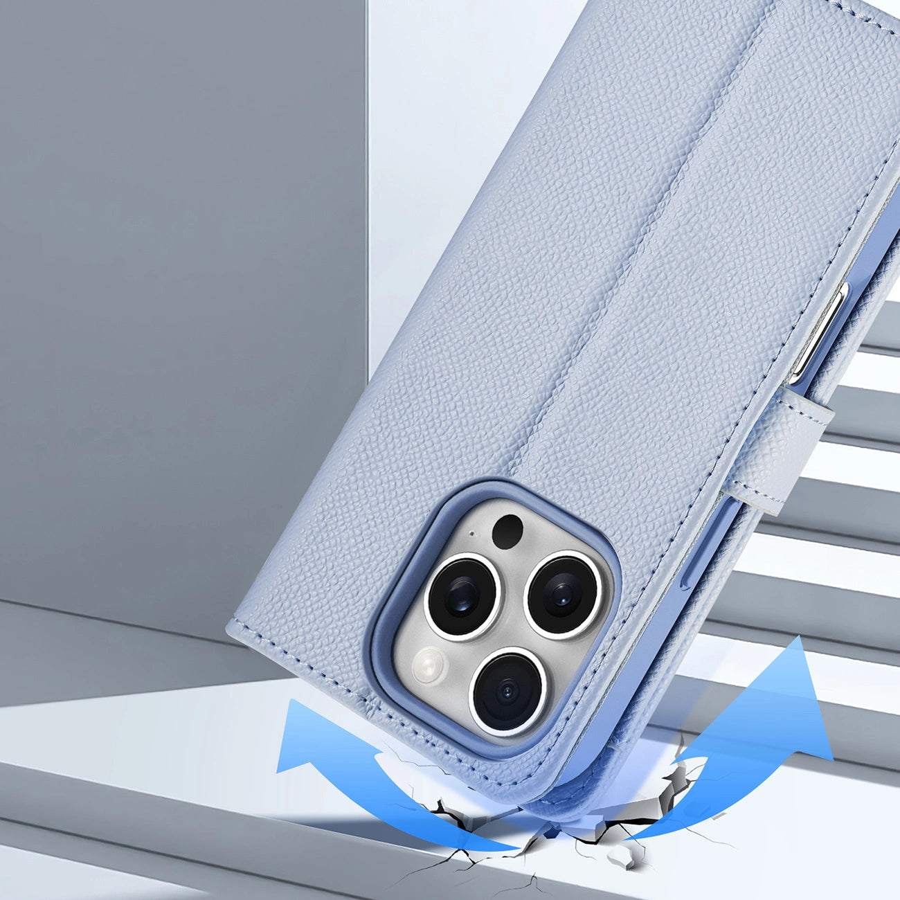 Dux Ducis Lawa iPhone 16 Pro Leather Case with Detachable Magnetic Wallet - Blue_8