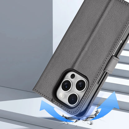 Dux Ducis Lawa Leather Case for iPhone 16 Pro Max with Detachable Magnetic Wallet - Gray_9