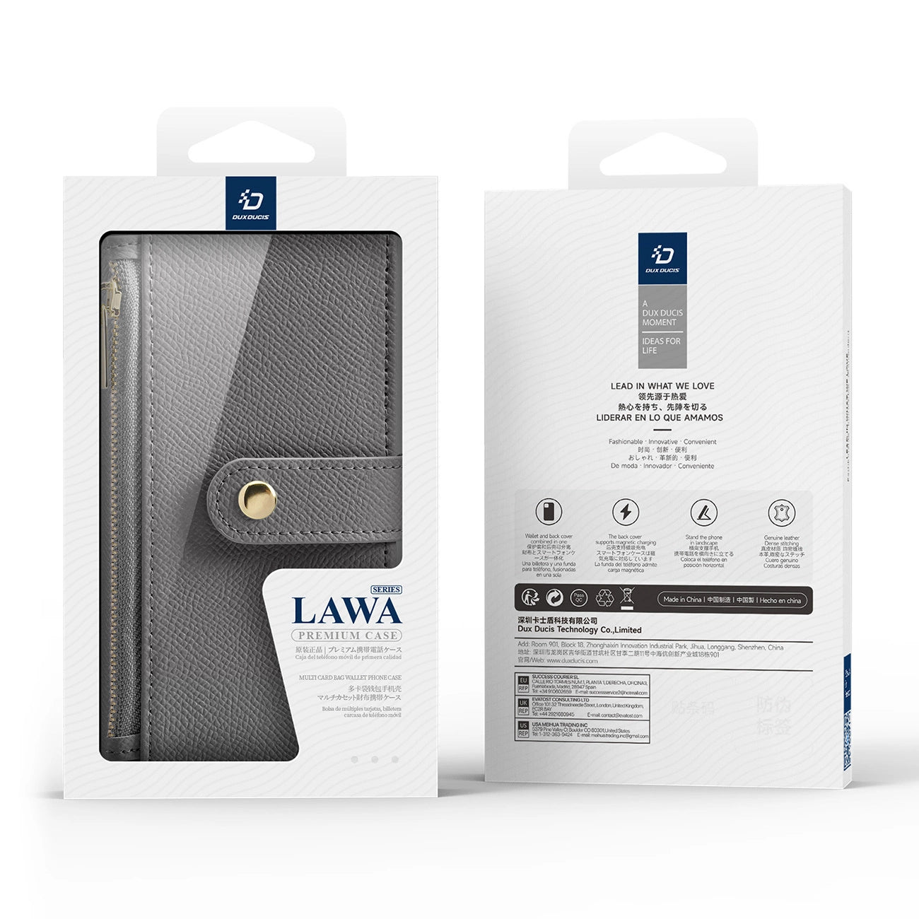 Dux Ducis Lawa Leather Case for iPhone 16 Pro Max with Detachable Magnetic Wallet - Gray_11