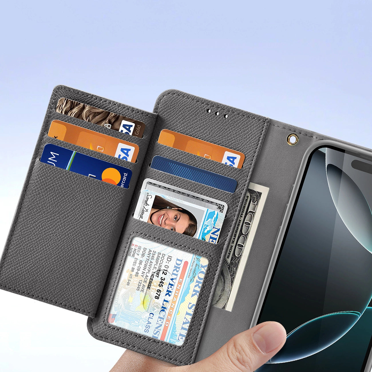 Dux Ducis Lawa Leather Case for iPhone 16 Pro Max with Detachable Magnetic Wallet - Gray_6