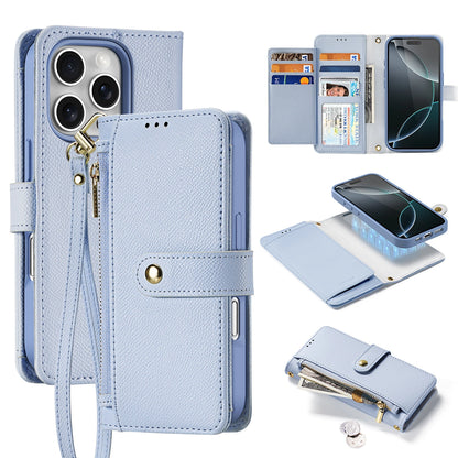 Dux Ducis Lawa Leather Case for iPhone 16 Pro Max with Detachable Magnetic Wallet - Blue_0