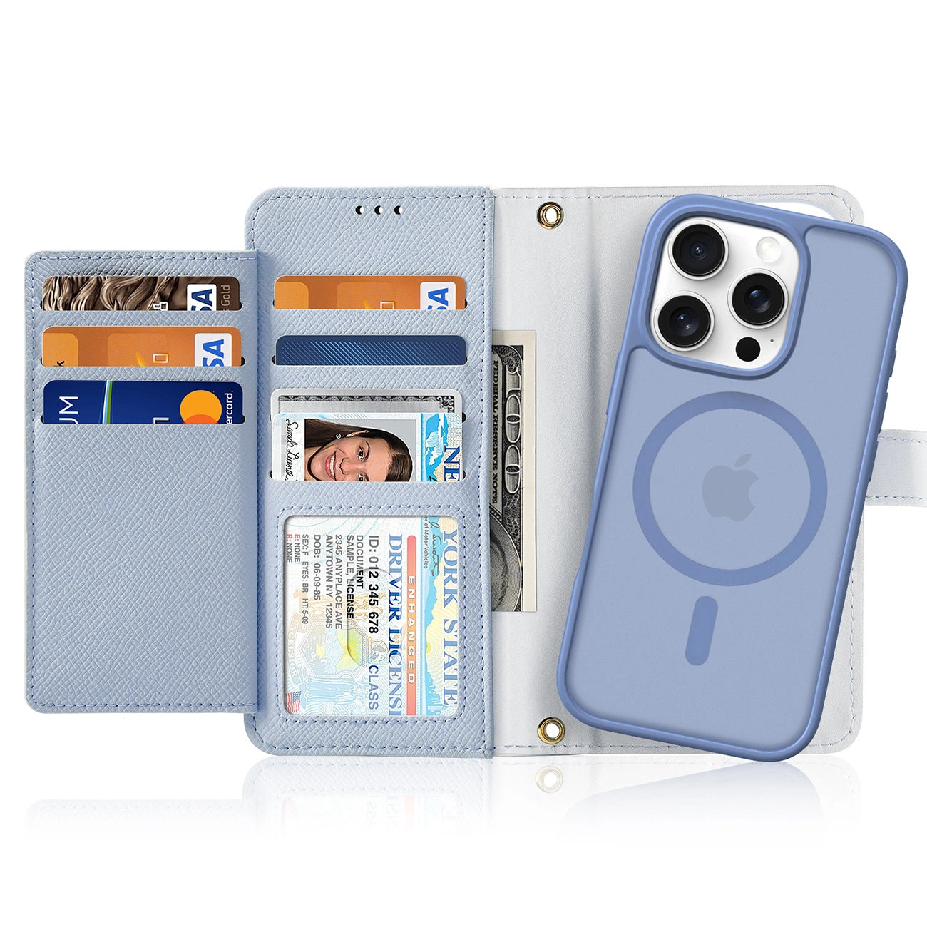 Dux Ducis Lawa Leather Case for iPhone 16 Pro Max with Detachable Magnetic Wallet - Blue_1