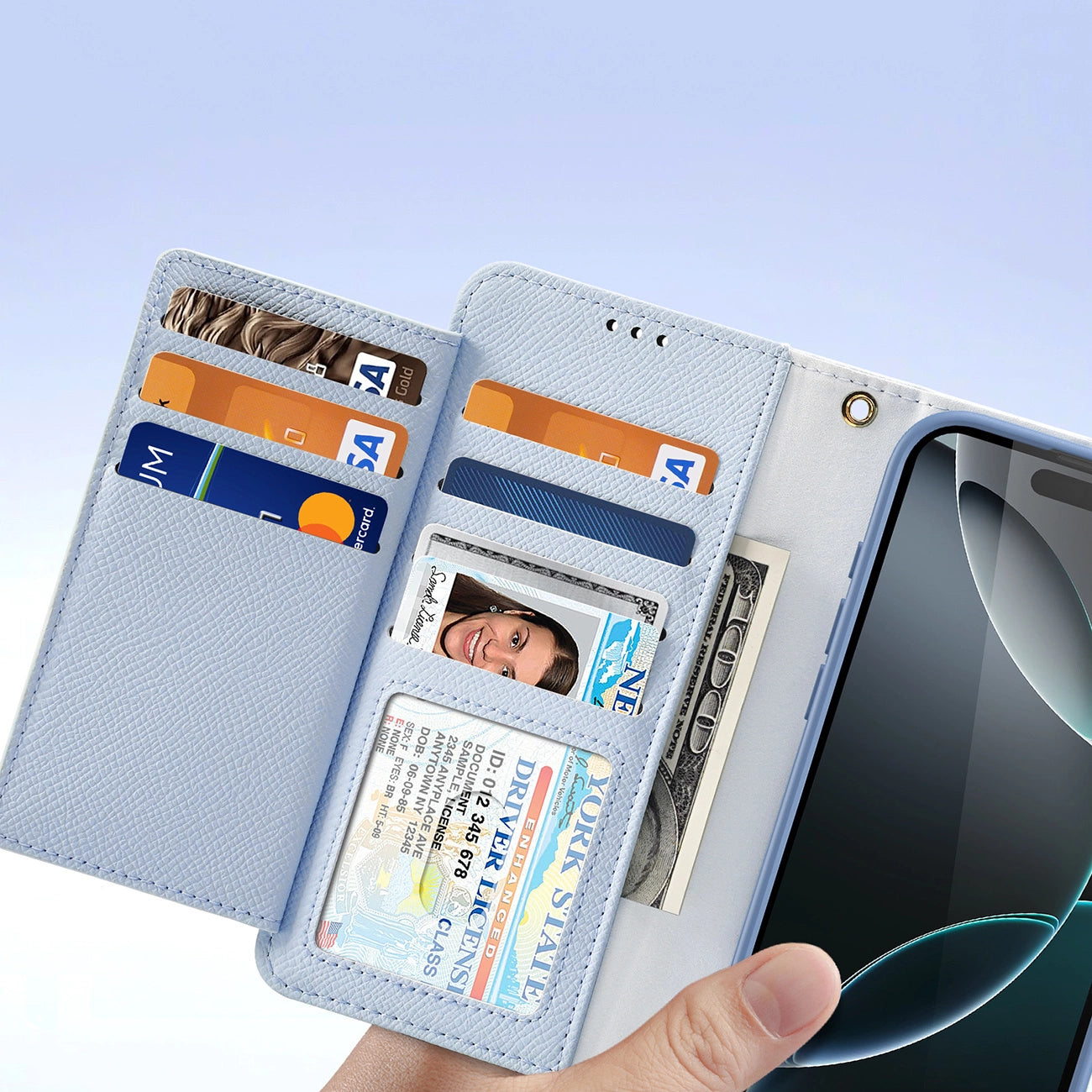 Dux Ducis Lawa Leather Case for iPhone 16 Pro Max with Detachable Magnetic Wallet - Blue_6