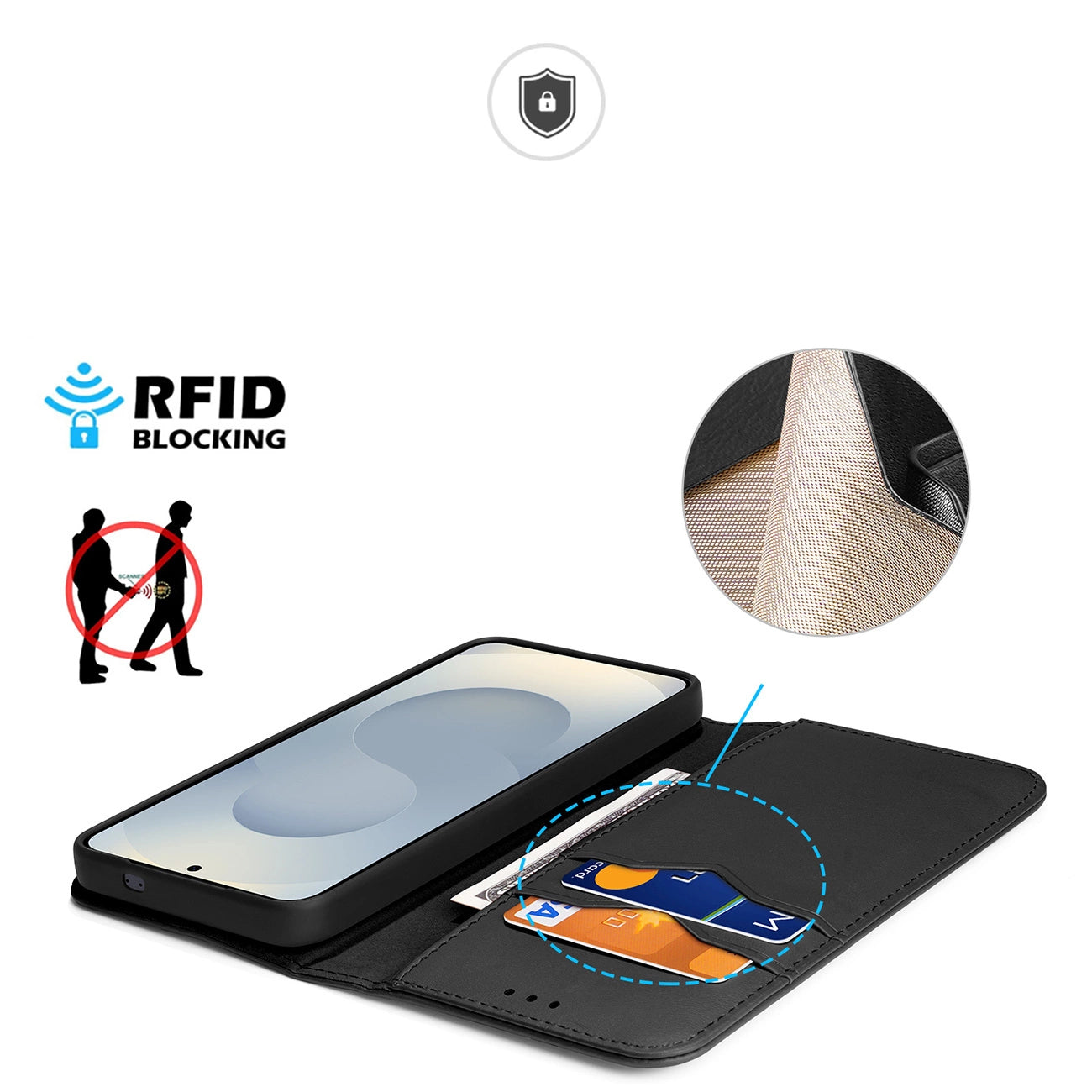 Dux Ducis Hivo Samsung Galaxy S25 Edge Case with Flip and RFID Protection - Black_3