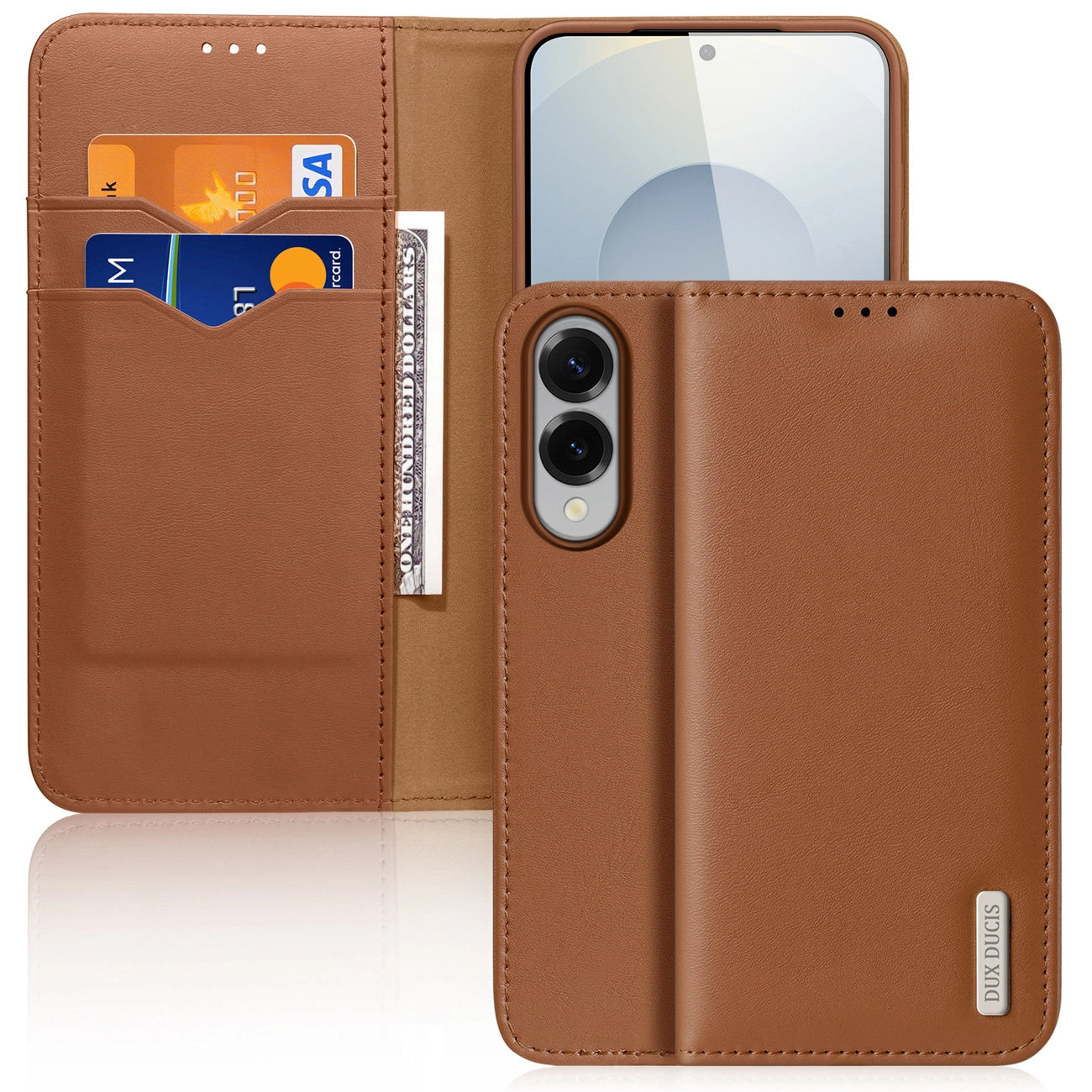 Dux Ducis Hivo Samsung Galaxy S25 Edge Case with Flip and RFID Protection - Brown_0