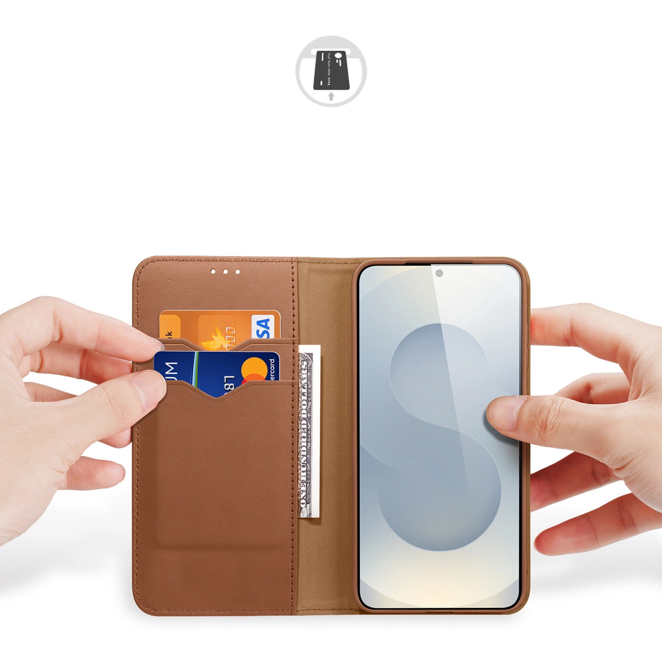 Dux Ducis Hivo Samsung Galaxy S25 Edge Case with Flip and RFID Protection - Brown_1