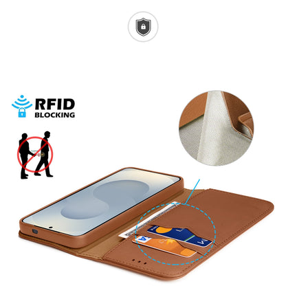 Dux Ducis Hivo Samsung Galaxy S25 Edge Case with Flip and RFID Protection - Brown_2