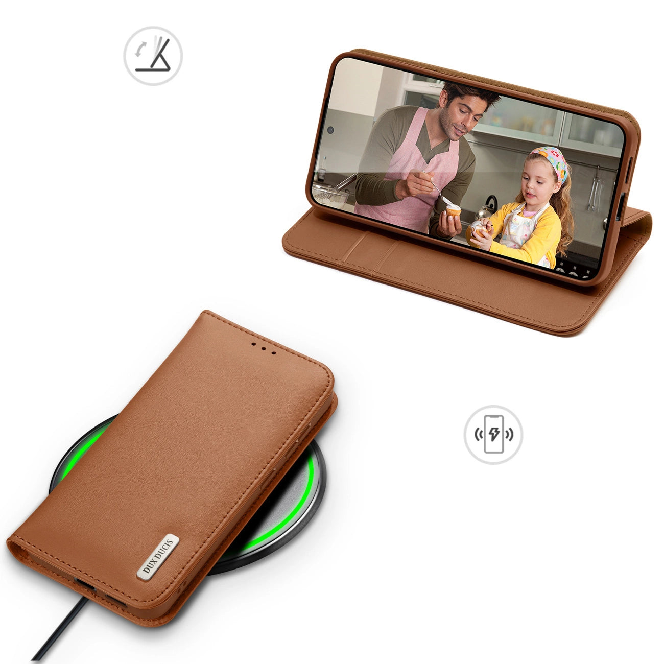Dux Ducis Hivo Samsung Galaxy S25 Edge Case with Flip and RFID Protection - Brown_5