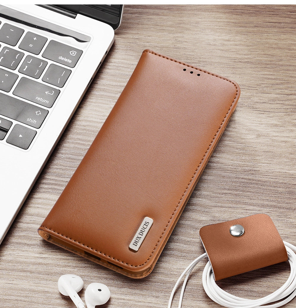 Dux Ducis Hivo Samsung Galaxy S25 Edge Case with Flip and RFID Protection - Brown_8