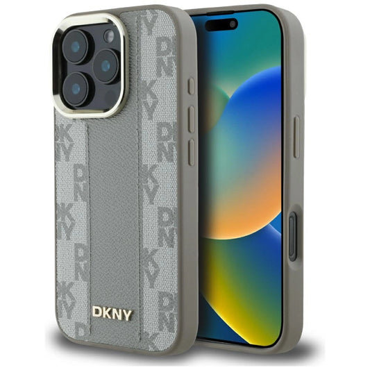 DKNY Checkered Pattern Magsafe iPhone 16 Pro Case - Beige_0