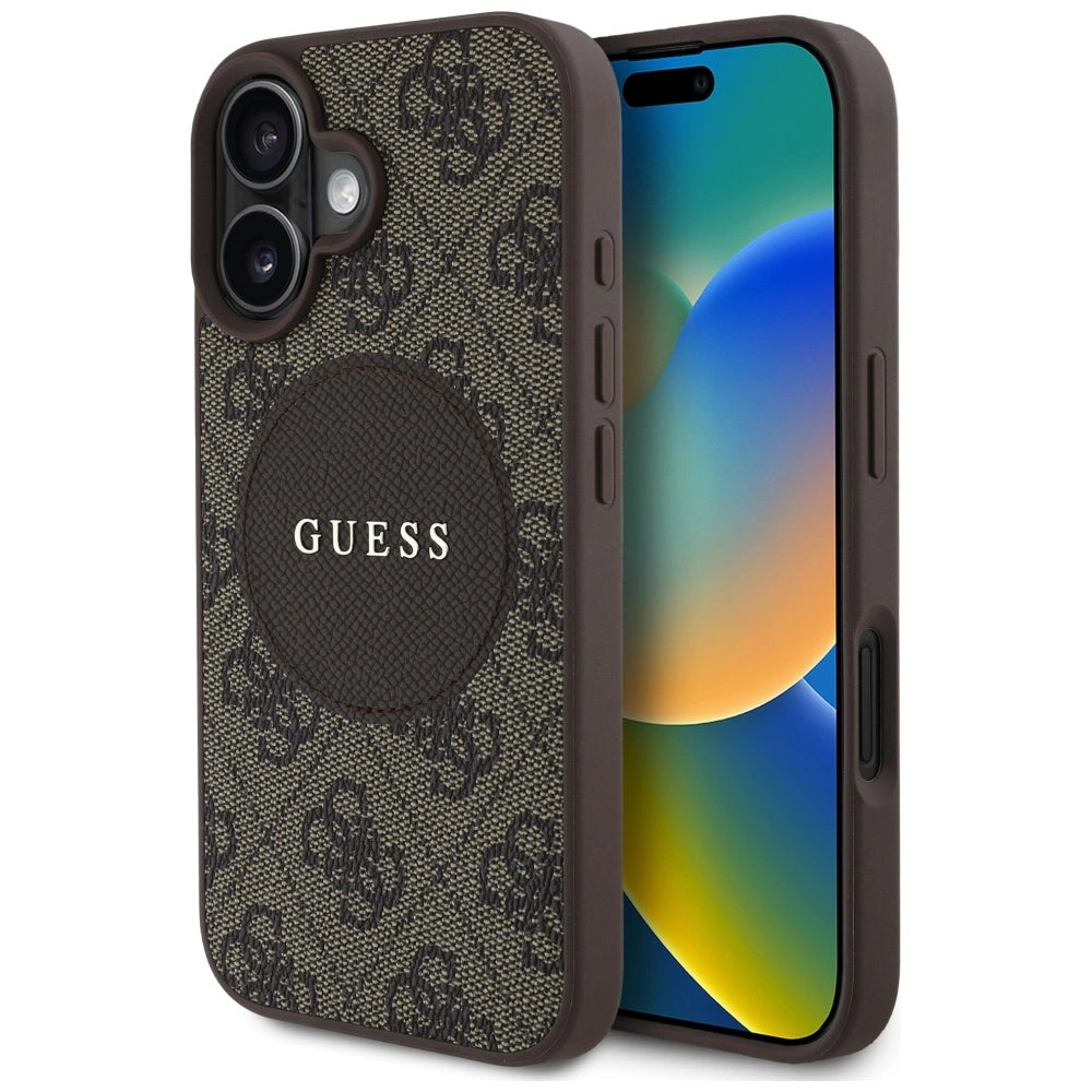 Guess 4G Circle Classic Logo MagSafe case for iPhone 16 - brown_0