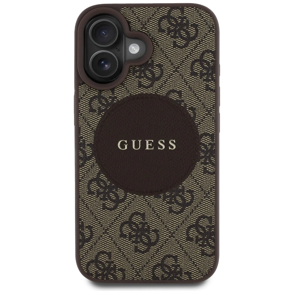 Guess 4G Circle Classic Logo MagSafe case for iPhone 16 - brown_2