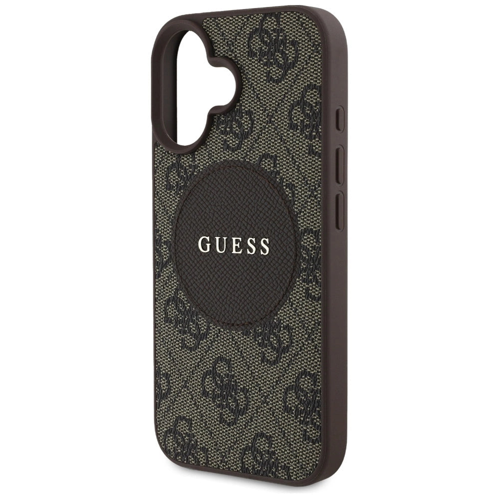 Guess 4G Circle Classic Logo MagSafe case for iPhone 16 - brown_5