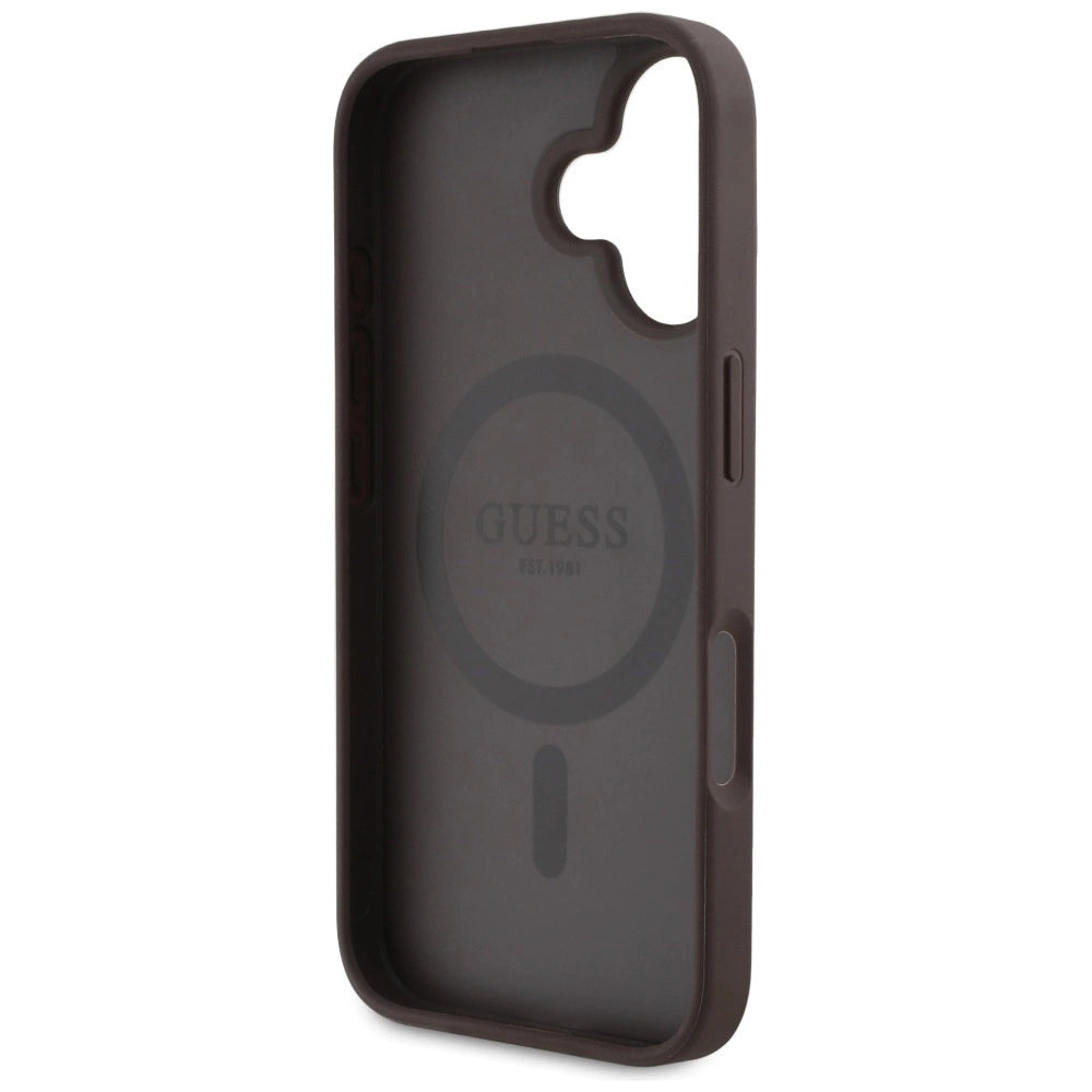 Guess 4G Circle Classic Logo MagSafe case for iPhone 16 - brown_6