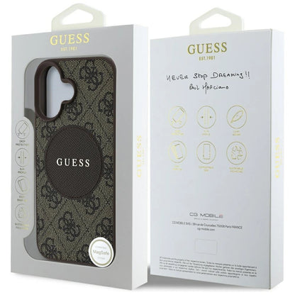 Guess 4G Circle Classic Logo MagSafe case for iPhone 16 - brown_7