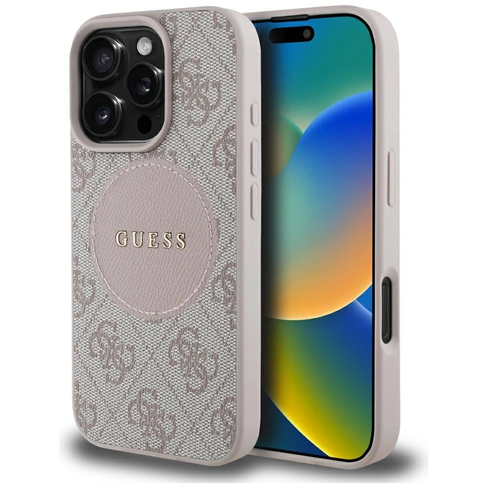 Guess 4G Circle Classic Logo MagSafe iPhone 16 Pro Case - Pink_0