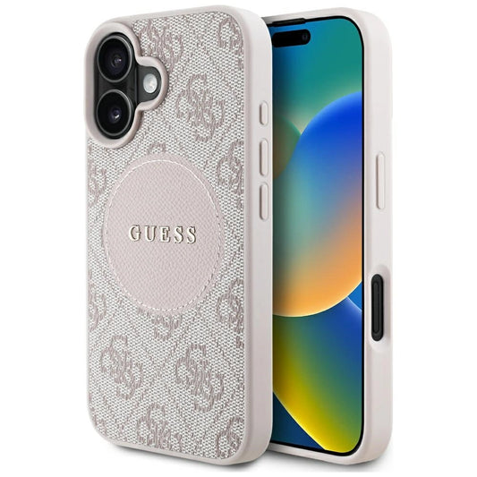 Guess 4G Circle Classic Logo MagSafe iPhone 16 Case - Pink_0