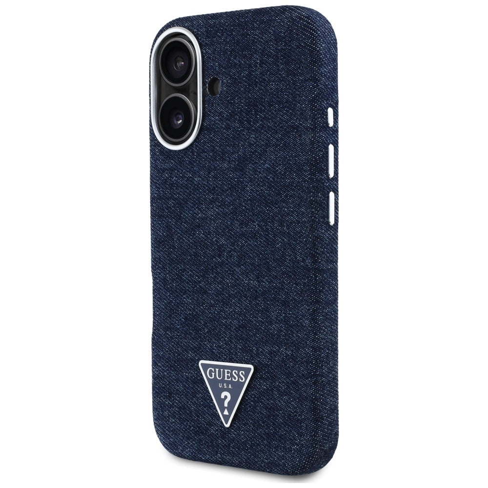 Guess Denim Triangle Logo MagSafe iPhone 16 Case - Blue_1