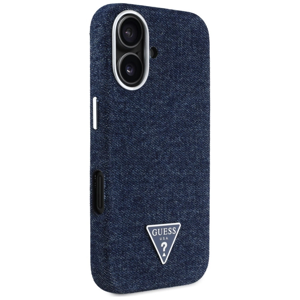 Guess Denim Triangle Logo MagSafe iPhone 16 Case - Blue_3