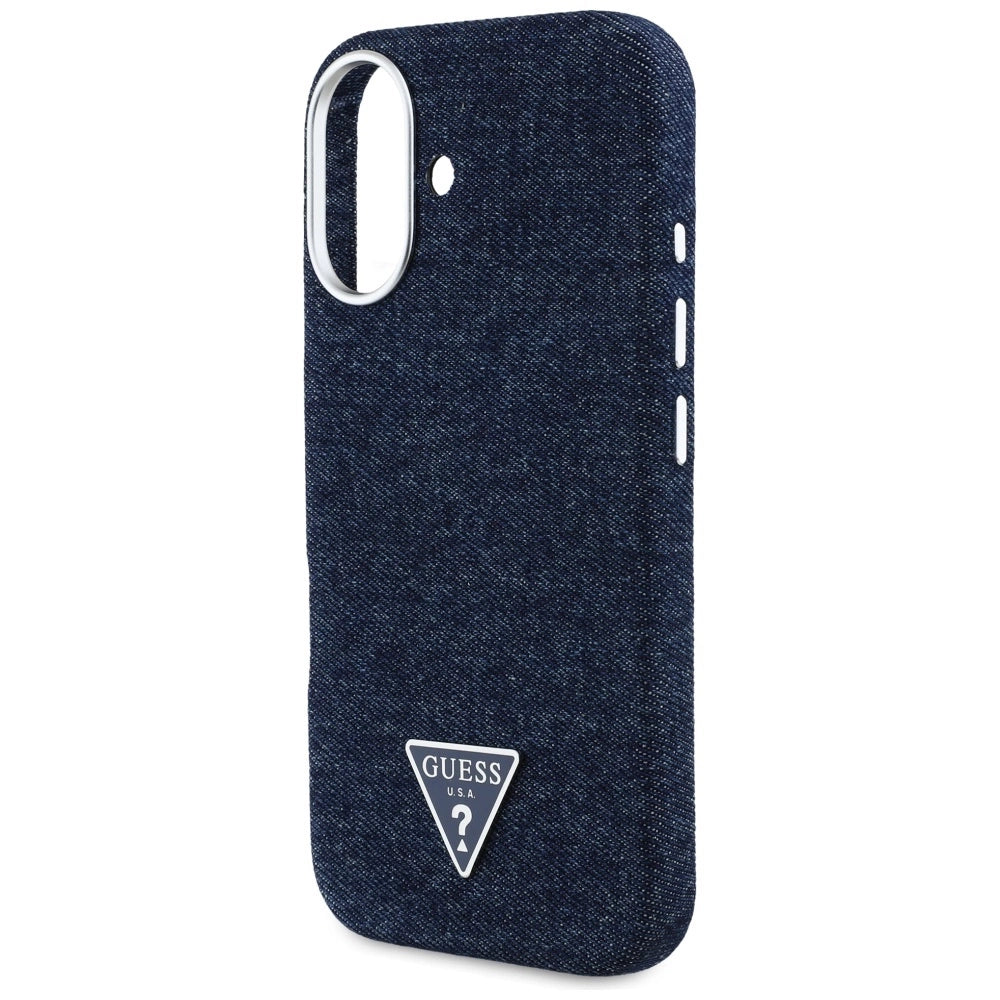 Guess Denim Triangle Logo MagSafe iPhone 16 Case - Blue_5