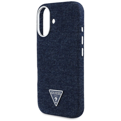 Guess Denim Triangle Logo MagSafe iPhone 16 Case - Blue_5