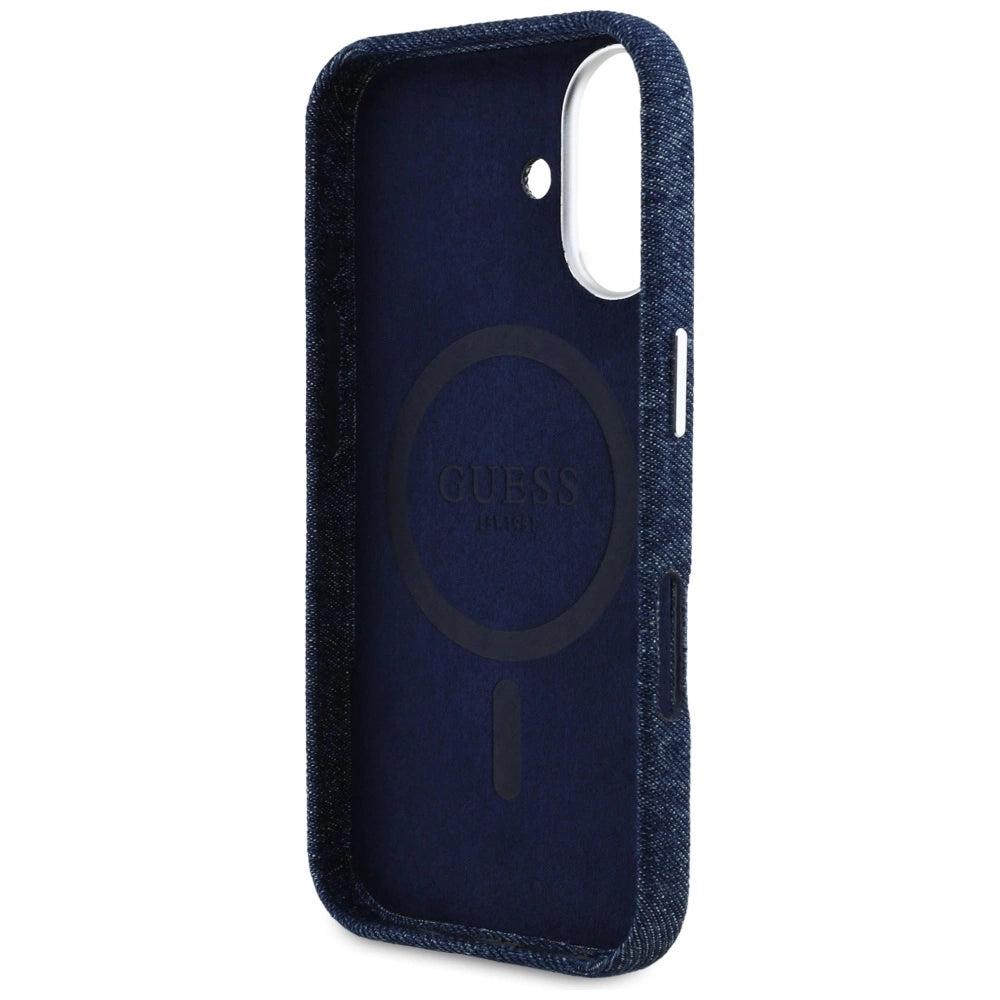 Guess Denim Triangle Logo MagSafe iPhone 16 Case - Blue_6