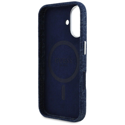 Guess Denim Triangle Logo MagSafe iPhone 16 Case - Blue_6