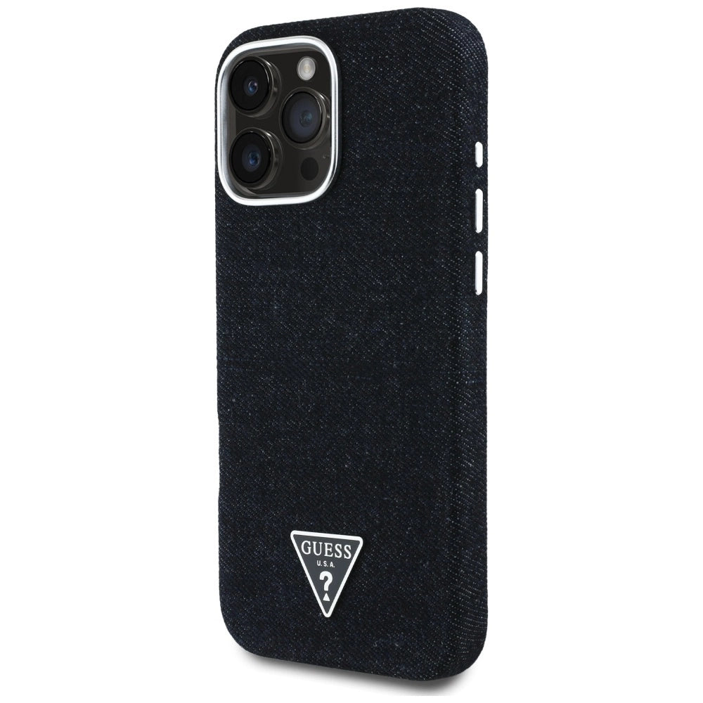 Guess Denim Triangle Logo MagSafe iPhone 16 Pro Max Case - Black_1