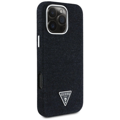 Guess Denim Triangle Logo MagSafe iPhone 16 Pro Max Case - Black_3