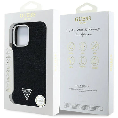 Guess Denim Triangle Logo MagSafe iPhone 16 Pro Max Case - Black_7