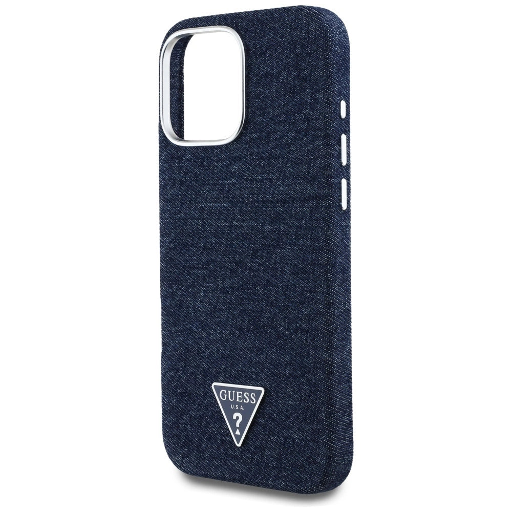 Guess Denim Triangle Logo MagSafe iPhone 16 Pro Max Case - Blue_5