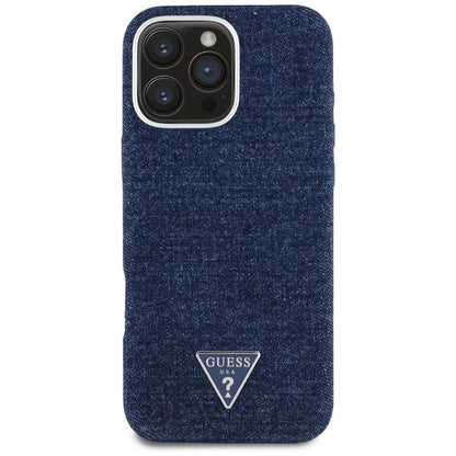 Guess Denim Triangle Logo MagSafe iPhone 16 Pro Case - Blue_2