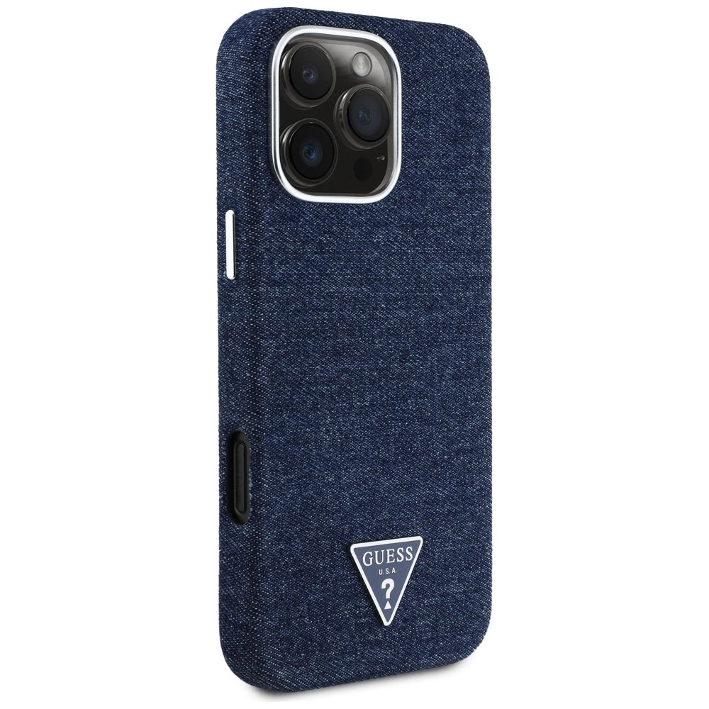Guess Denim Triangle Logo MagSafe iPhone 16 Pro Case - Blue_3