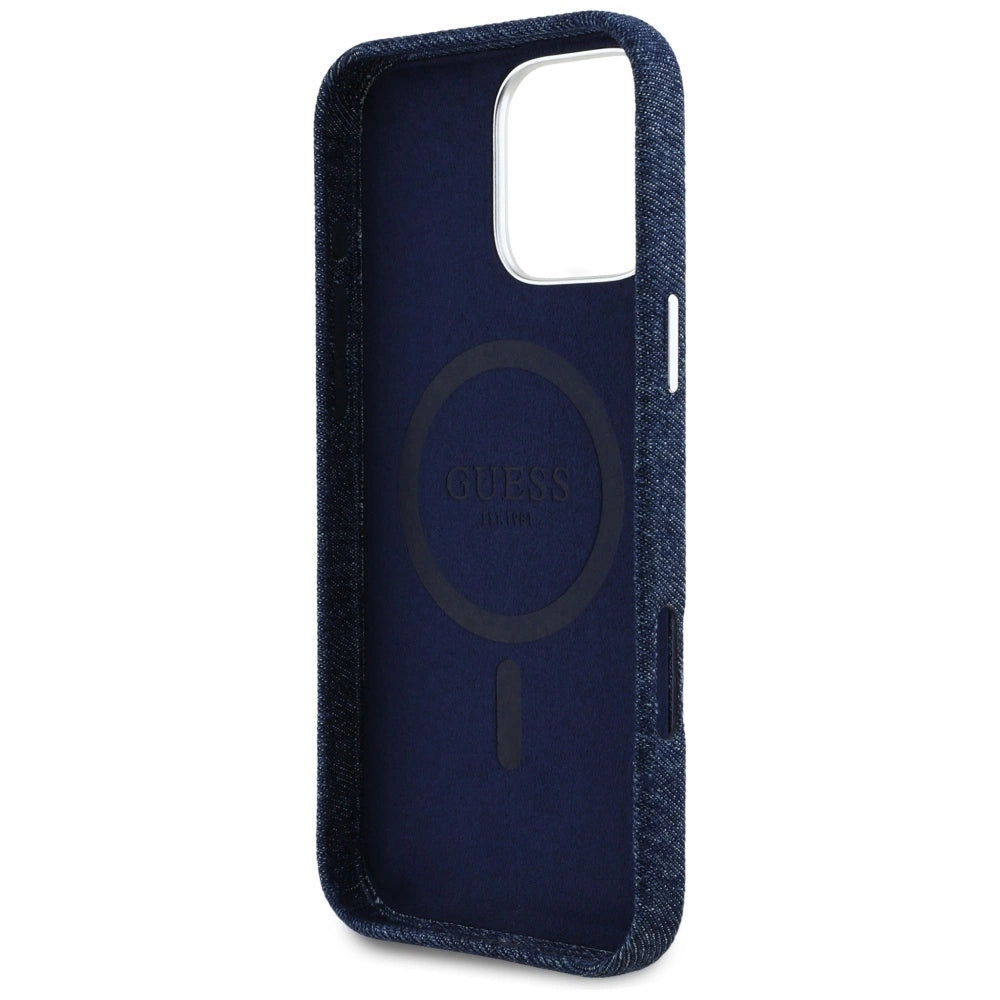 Guess Denim Triangle Logo MagSafe iPhone 16 Pro Case - Blue_6