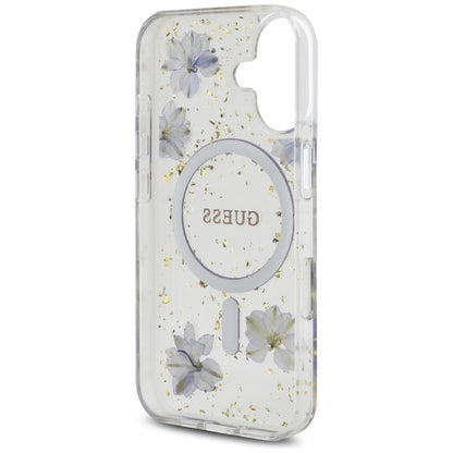 Guess Resin Flowers Glitter MagSafe case for iPhone 16 - purple_6